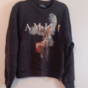 AMIRI Charcoal Graphic Crewneck Sweater